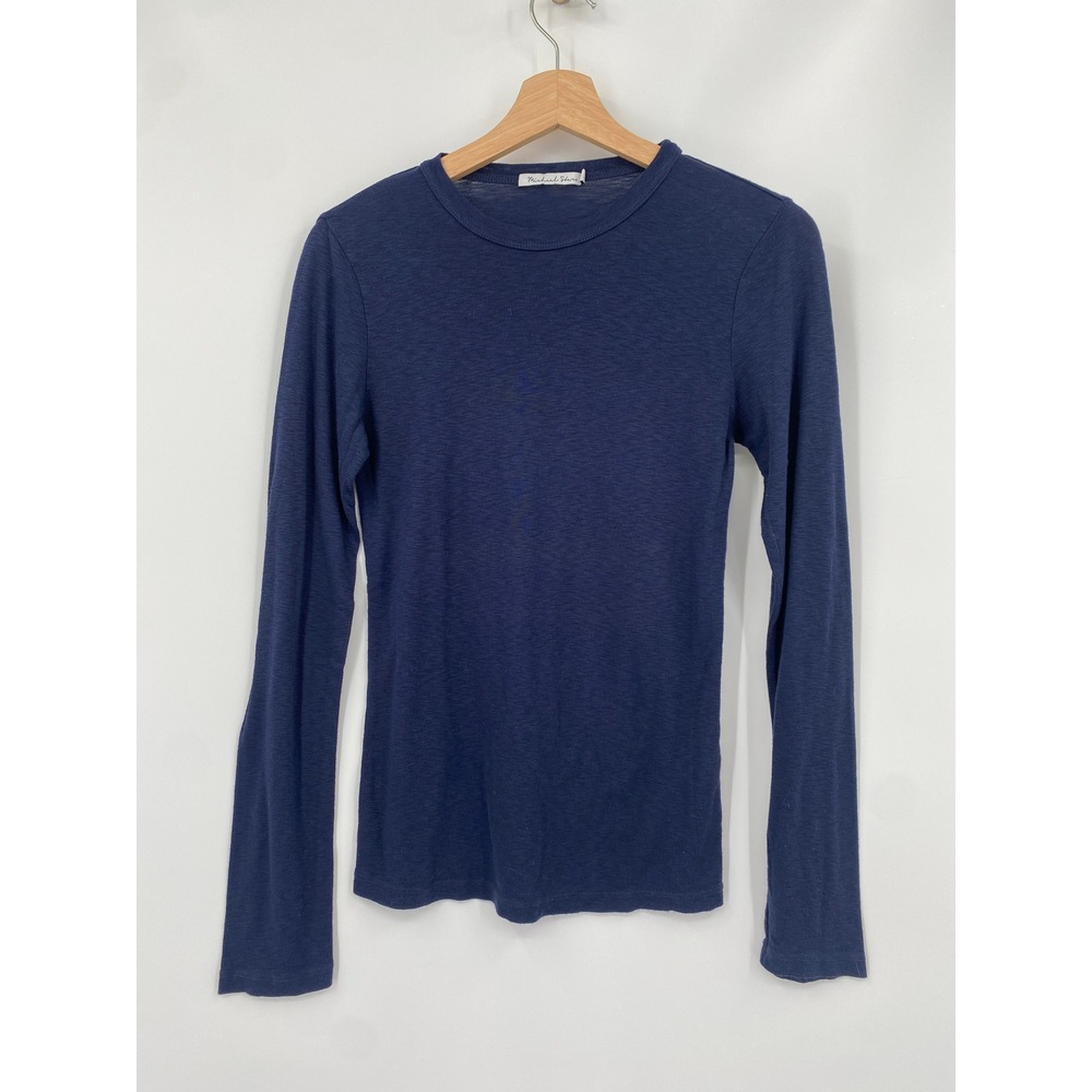 Michael Stars Long Sleeve Tee Womens OS Navy Blue Supima Modal Slub Knit Tee